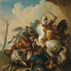 Papier Peint Panoramique Peinture 19e siècle - Chasse au lion