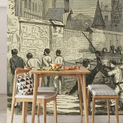 Papier Peint Panoramique Estampe 19e siècle - Military execution at Bordeaux