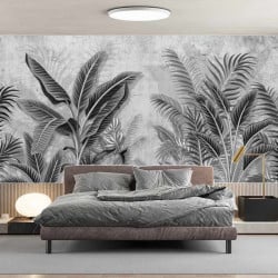 Papier Peint Panoramique Jungle Noir et Blanc 2