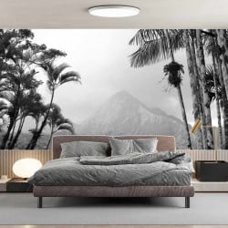 Papier Peint Panoramique Jungle Forêt Noir et Blanc 2