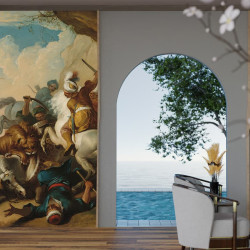 Papier Peint Panoramique Peinture 19e siècle - Chasse au lion