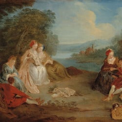 Papier Peint Panoramique Peinture 18e siècle Jean-Baptiste Pater - Le Repos sur la colline Papier Peint Panoramique Peinture 18e siècle Jean-Baptiste Pater - Le Repos sur la colline