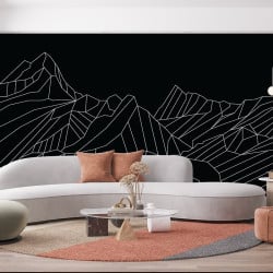 Papier Peint Panoramique Montagne Géométrique Blanc