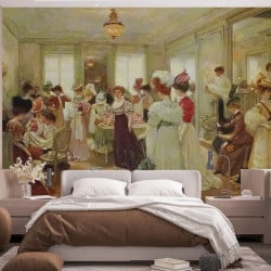 Papier Peint Panoramique Estampe 19e siècle Henri Gervex - Cinq heures chez Paquin