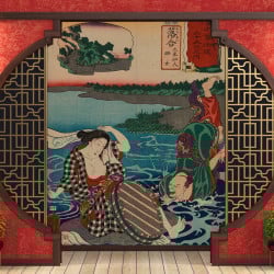 Papier Peint Panoramique Estampe 19e siècle Utagawa Kuniyoshi - Ochiai