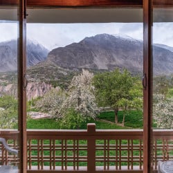 Papier Peint Panoramique Trompe l'Oeil Montagne balcon