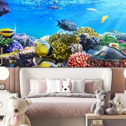 Papier Peint Panoramique Aquarium Océan Poissons