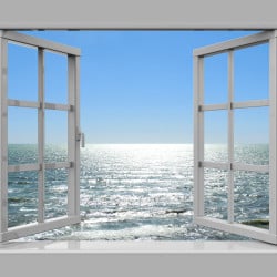 Papier Peint Panoramique Trompe l'Oeil Océan Fenêtre