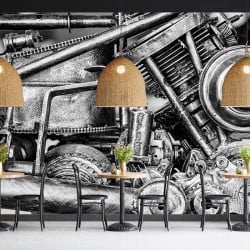 Papier Peint Panoramique Moteur Moto Vintage