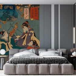Papier Peint Panoramique Estampe 19e siècle Utagawa Kuniyoshi - Mieji