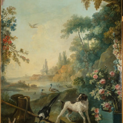 Papier Peint Panoramique Peinture 18e siècle Jean-Baptiste Huet - Paysage au chien Papier Peint Panoramique Peinture 18e siècle Jean-Baptiste Huet - Paysage au chien