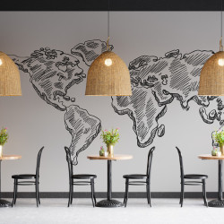 Papier Peint Panoramique Mappemonde Dessin