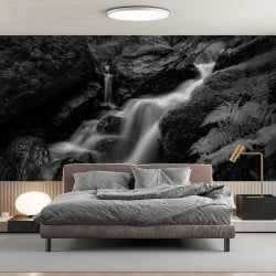 Papier Peint Panoramique Cascade Noir