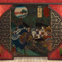 Papier Peint Panoramique Estampe 19e siècle Utagawa Kuniyoshi - Miyanokoshi