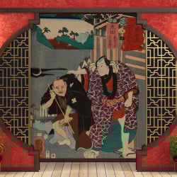 Papier Peint Panoramique Estampe 19e siècle Utagawa Kuniyoshi - Ōta