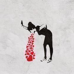 Papier Peint Panoramique Banksy - Femme qui vomit des coeurs