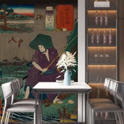 Papier Peint Panoramique Estampe 19e siècle Utagawa Kuniyoshi - Takamiya