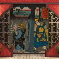 Papier Peint Panoramique Estampe 19e siècle Utagawa Kuniyoshi - Toriimoto