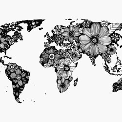 Papier Peint Panoramique Mappemonde Floral Papier Peint Panoramique Mappemonde Floral