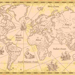 Papier Peint Panoramique Mappemonde Vintage