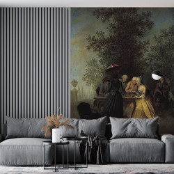 Papier Peint Panoramique Peinture 18e siècle Jean-Baptiste Hilaire - La Partie de dames