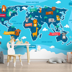 Papier Peint Panoramique Mappemonde Enfant