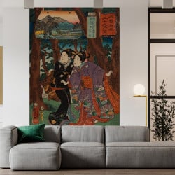 Papier Peint Panoramique Estampe 19e siècle Utagawa Kuniyoshi - Nakatsugawa