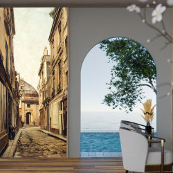 Papier Peint Panoramique Peinture 19e siècle Emmanuel Lansyer - La Rue Sauval