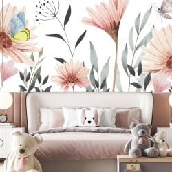 Papier Peint Panoramique Fleurs Papillons