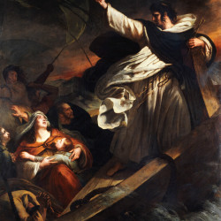 Papier Peint Panoramique Peinture 19e siècle Ary Scheffer - Saint Thomas d'Aquin prêchant la confiance en Dieu pendant la tempête Papier Peint Panoramique Peinture 19e siècle Ary Scheffer - Saint Thomas d'Aquin prêchant la confiance en Dieu pendant la tempête