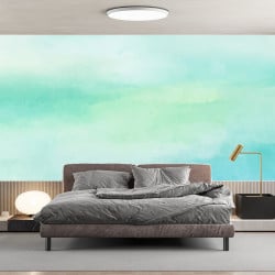 Papier peint Panoramique Aquarelle Bleu et vert