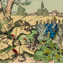 Papier Peint Panoramique Estampe 19e siècle - Embuscade de Francs-Tireurs des Vosges