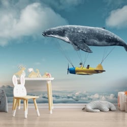 Papier Peint Panoramique Avion Baleine Féérie
