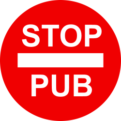 Sticker Stop Pub rond rouge