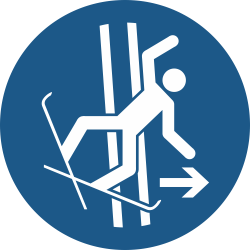 M035- ISO 7010 - Panneau Quitter immédiatement la piste de remontée en cas de chute