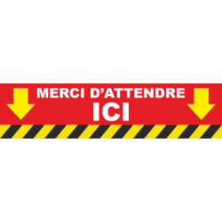 Autocollant Merci d'attendre ici COVID19