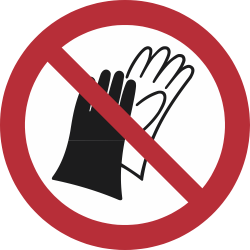 P028- ISO 7010 - Panneau Port de gants interdit