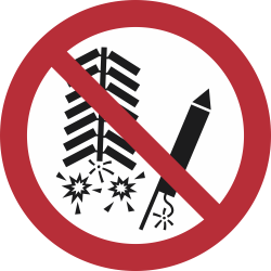 P040- ISO 7010 - Panneau dInterdiction d’allumer des artifices de divertissement