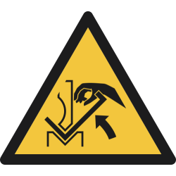 W031- ISO 7010 - Panneau Danger, Écrasement de la main entre une presse plieuse et le matériau