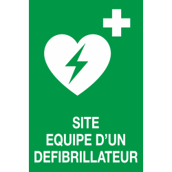 Panneau Site equipé d'un defibrilateur