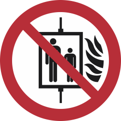 P020- ISO 7010 - Panneau Interdiction d’utiliser l’ascenseur en cas d’incendie