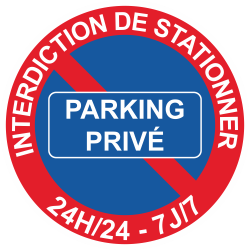 Sticker Panneau Interdiction de Stationner Parking Privé Bleu