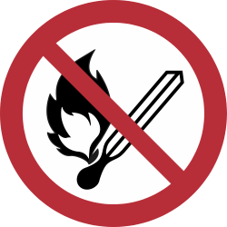 P003- ISO 7010 - Panneau Flammes nues interdites; Feu et source d’allumage non protégée interdits, interdiction de fumer