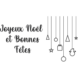 Sticker Vitrine Joyeux Noël et Bonnes Fêtes Guirlande