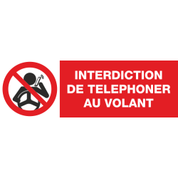 Panneau Interdiction de téléphoner au volant