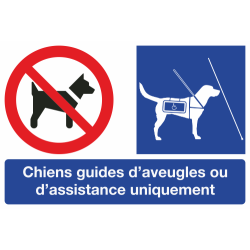 Panneau Chiens guides d'aveugles ou d'assistance uniquement