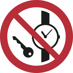 P008- ISO 7010 - Panneau Articles métalliques ou montres interdits