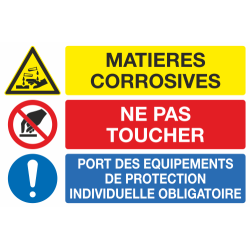 Panneau Matières corrosives ne pas toucher port d'équipement de protection