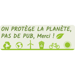 Sticker Stop Pub Écologie On Protège la Planète