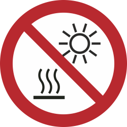 P068- ISO 7010 - Panneau Ne pas exposer au rayonnement solaire direct ni aux surfaces chaudes